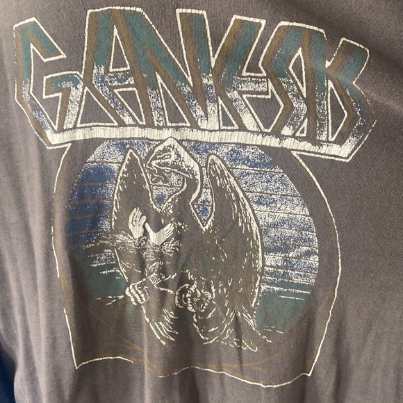 Lucky Brand Genesis Distressed Baseball Long Sleeve Tee Brown & Blue Sz XL NWOT - Picture 2 of 8